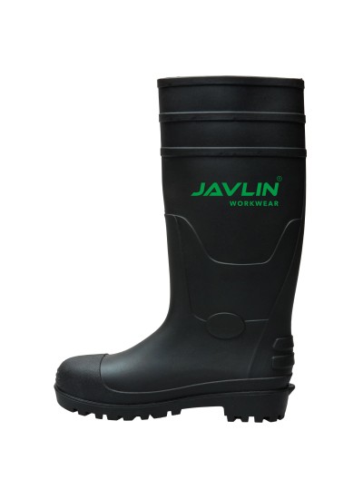 Javlin Dot Black Knee Length Gumboot Steel Toe